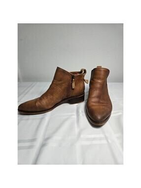 Franco Sarto Womens Hand Finished Leather Ankle Boots Cognac Brown Pointed Toe